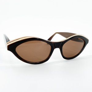 MORGENTHAL FREDERICS Stephanie REAL Buffalo Horn Cat Eye Sunglasses Brown Frames